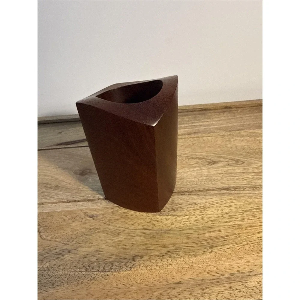 Vintage Peter bloch Mahogany Wood Pen Pencil Holder